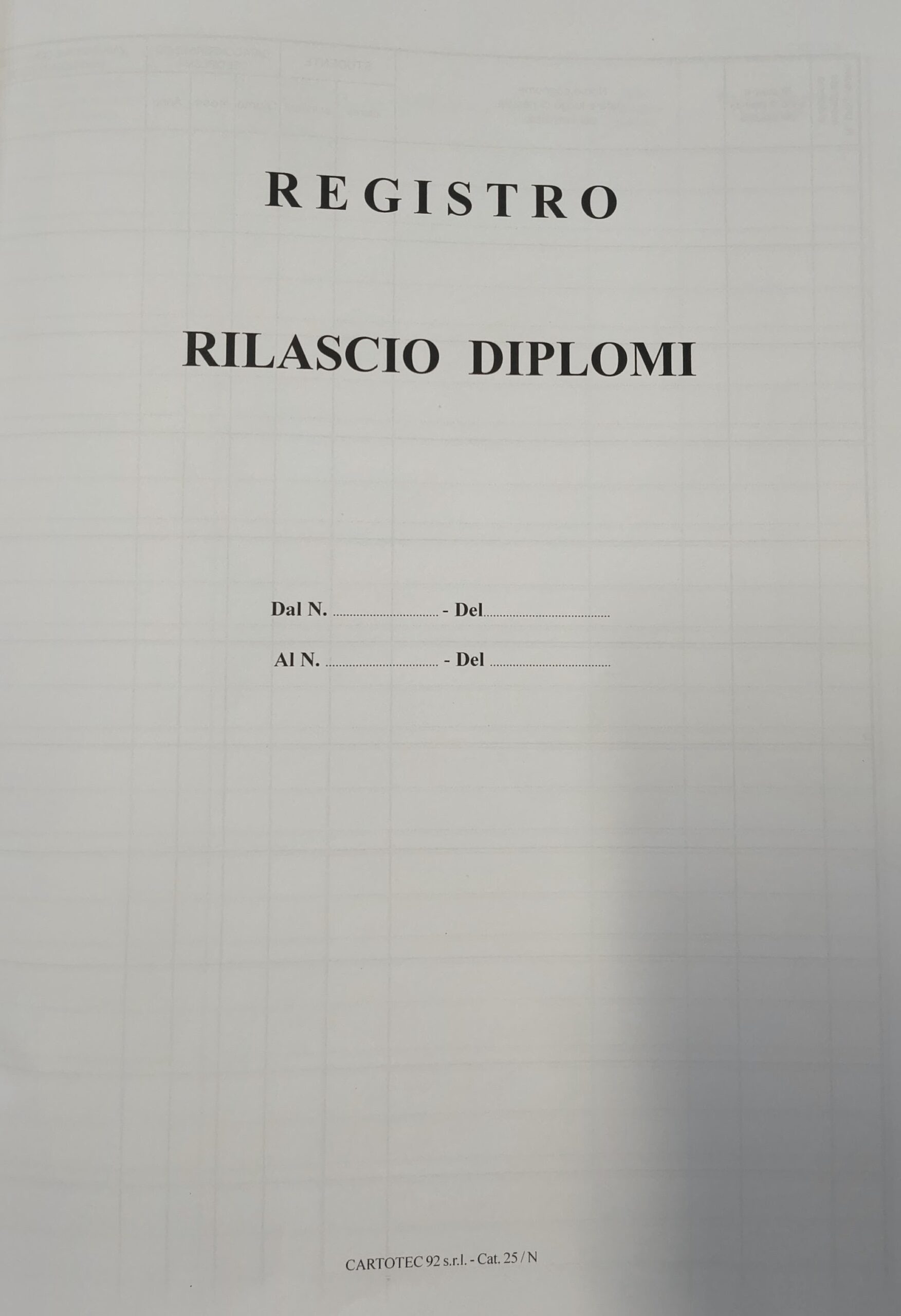 Cartotec Registro rilascio diplomi - cat. 25/N