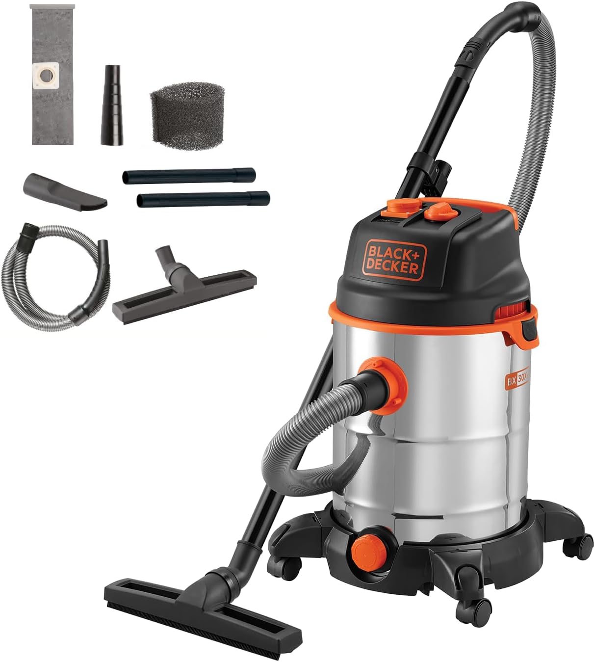BLACK+DECKER Aspiratore Solidi e Liquidi con Presa Elettroutensili (1600 W, 30 l) - BXVC30XTDE